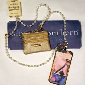 Simply Southern Gold Phone Strap with Zippered Pouch
